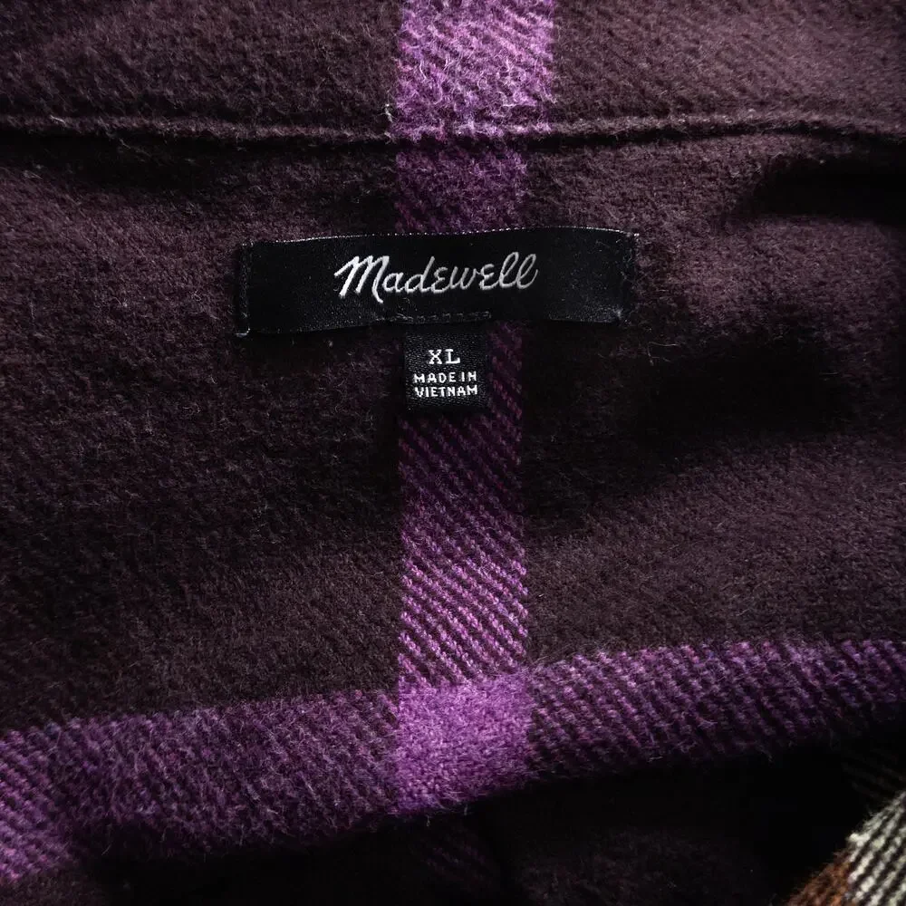 Madewell Rigby Plaid Shacket Purple Orange XL Oversized Heritage Layer - Picture 11 of 11